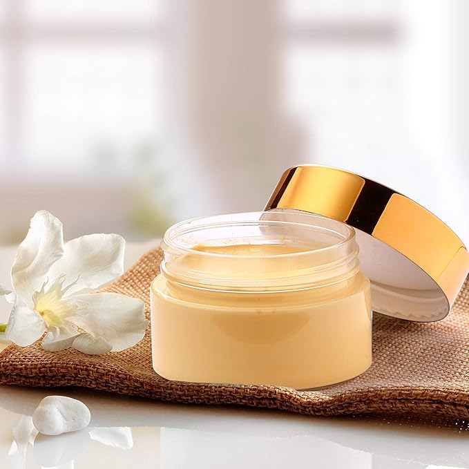 SATINIOR 24 Pieces Empty Clear Plastic Jars with Lids Round Storage Containers Wide-Mouth for Beauty Product Cosmetic Cream Lotion Liquid Butter Craft and Food (Gold Lid,1 oz)-Velvo Beauty