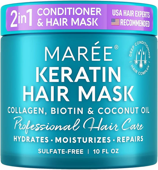 MAREE Hair Mask for Damaged Hair - Keratin Treatment Conditioner - Extremely Deep Conditioning Mask, Hydrating & Repairing, Keratina Mascarilla Para el Cabello-Velvo Beauty