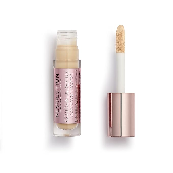 Makeup Revolution Conceal and Define Concealer, Full Coverage & Matte Finish, C5.5 for Fair/Light Skin Tones, Vegan & Cruelty-Free, 0.7 Fl Oz-Velvo Beauty