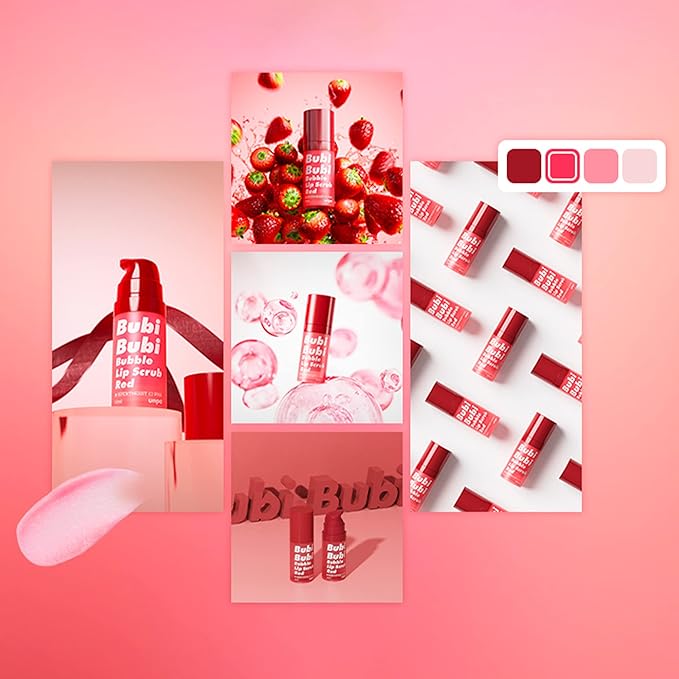 UNPA Bubi Bubi Bubble Lip Scrub Red 0.33 Fl Oz| Lip Bubble Moisturizer & Lip Scrubber | Lip Care Products for Lip Repair & Lip Lightening | Lip Scrubs Exfoliator & Moisturizer | Korean Lip Moisturizer-Velvo Beauty