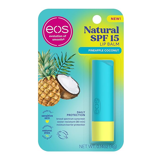eos Natural SPF 15 Lip Balm- Pineapple Coconut, Daily Protection, Water Resistant, 0.14 oz-Velvo Beauty