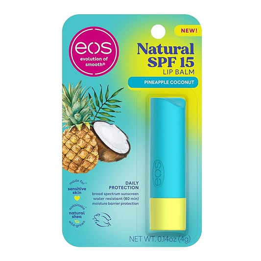 eos Natural SPF 15 Lip Balm- Pineapple Coconut, Daily Protection, Water Resistant, 0.14 oz-Velvo Beauty