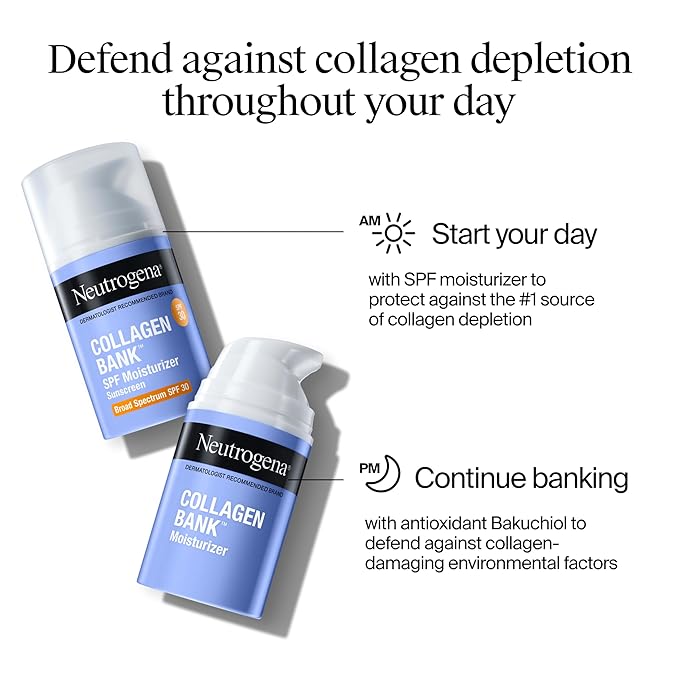 Neutrogena Collagen Bank Face Moisturizer, Broad Spectrum SPF 30 Anti-Aging Face & Neck Collagen Cream, Micro-Peptides, No White Cast 2 fl oz & Trial Size Hydro Boost Facial Cleanser, 0.5oz-Velvo Beauty