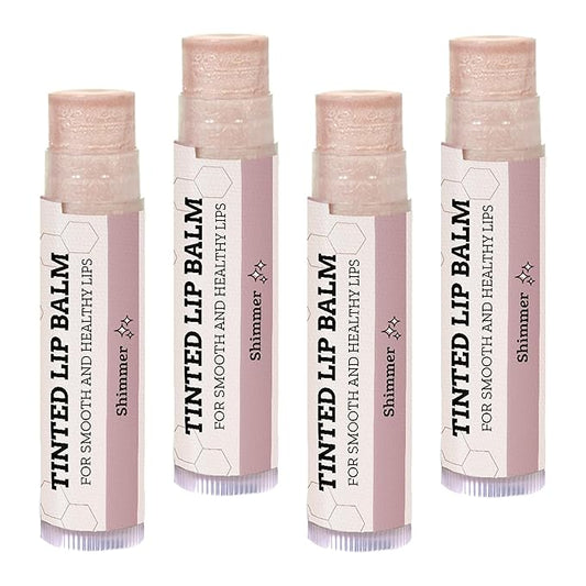 Tinted Lip Balm by Earth’s Daughter – 4 Pack of Shimmer Tint – Beeswax, Coconut Oil, Cocoa Butter, Vitamin E – Moisturize and Beautify – Paraben Free-Velvo Beauty