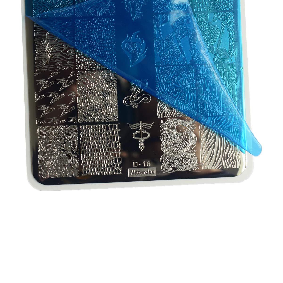 2Pcs Snakeskin Pattern Nail Stamping Template Cute Facial Expression Feather Nail Design Stamping Plate Skull Leopard Nail Art Image Plate 14.5×9.5cm Stainless Steel Nail Stencil Tools-Velvo Beauty