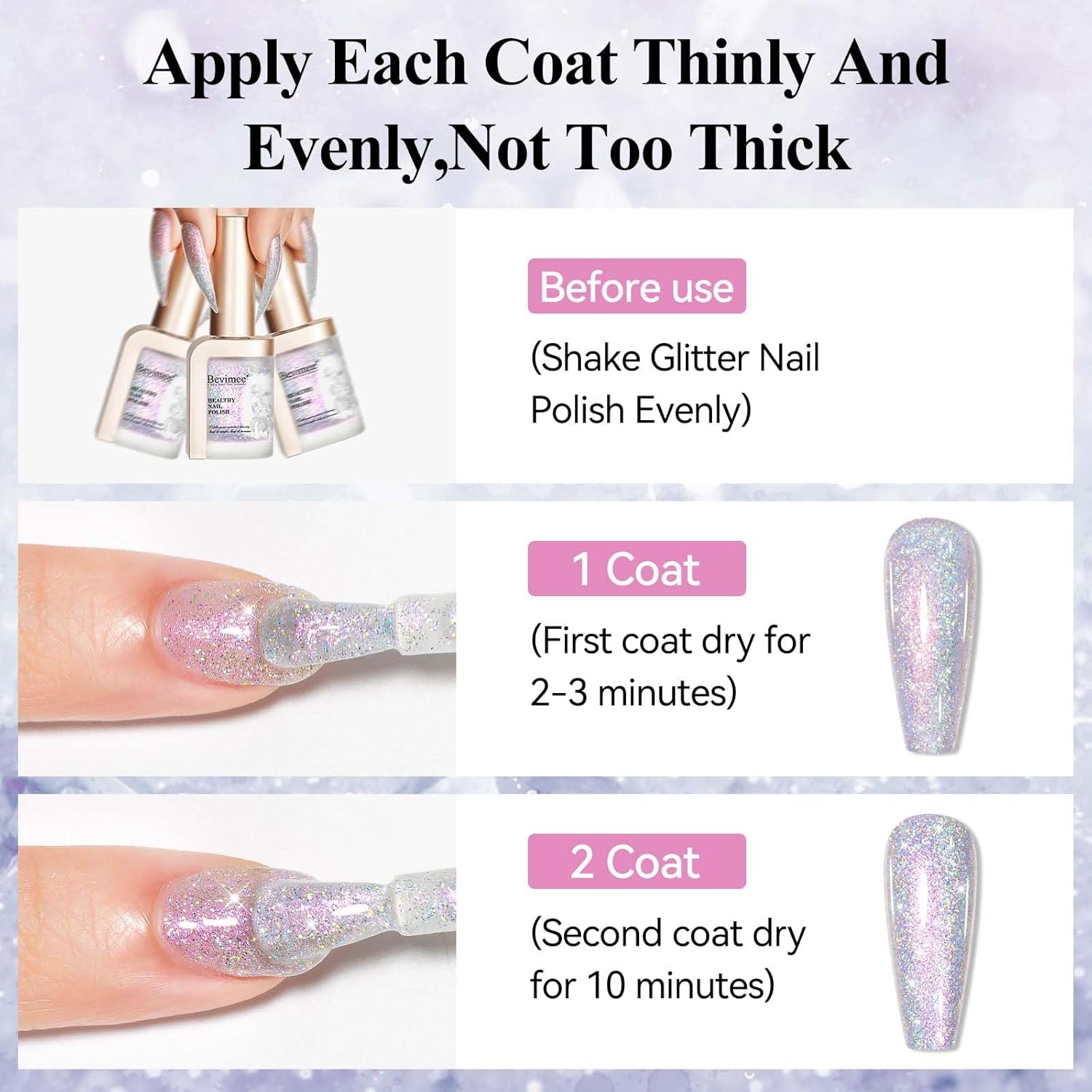 Glitter Silver Nail Polish Quick Dry, Sparkle Iridescent Nail Lacquer Air Fast Drying, Reflective Flash Long-Lasting Vegan Fingernail Polish, 12ML-Velvo Beauty