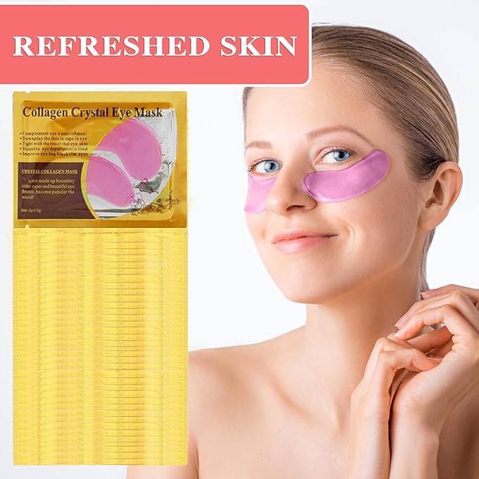 30 Pairs 24K Pink Under Eye Patches,Crystal Collagen Under Eye Mask,Puffy Eyes and Dark Circles Treatments,Moisturising&Hydrating Under Eye Patch Pads for Reducing Fine Lines Eye Bags(Pink)-Velvo Beauty