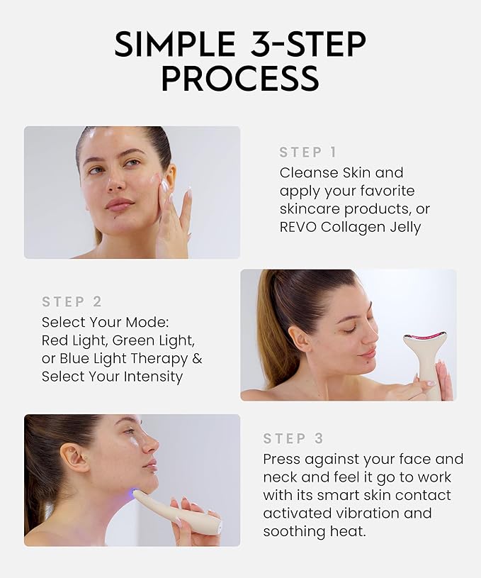 REVO Genie | Face & Neck Beauty Massager with Ultra Powerful LEDs for Wrinkles, Fine Lines, Puffy Skin, Uneven Skin Tone, Lymphatic Drainage, Lifting & Firming Facial Sculpting Tool with Light Therapy-Velvo Beauty