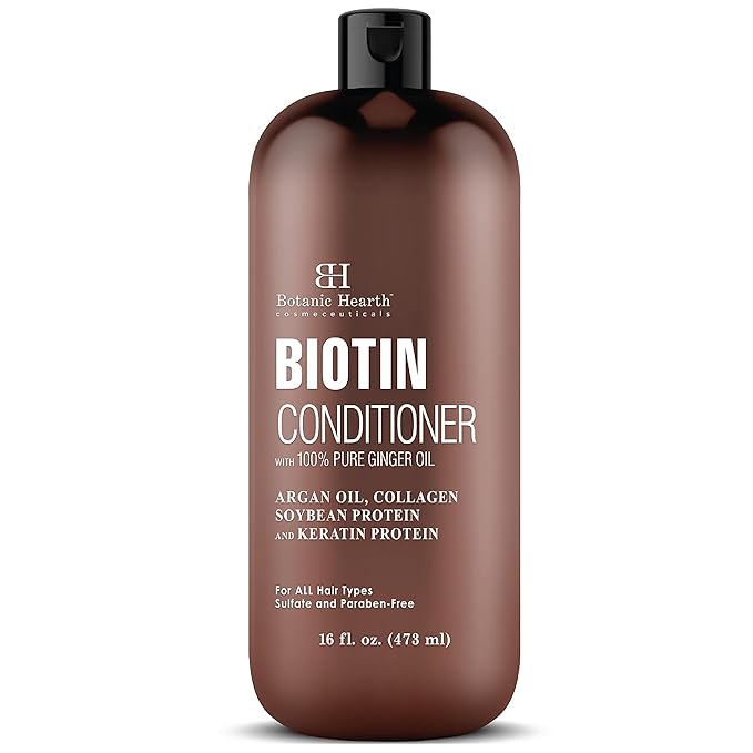 Botanic Hearth Biotin Conditioner With Ginger Oil & Keratin | For Hair Growth |With Turmeric Extract, Argan Oil, Tea Tree Oil & Vitamin E | Sulphate & Paraben Free | 16 Fl Oz-Velvo Beauty
