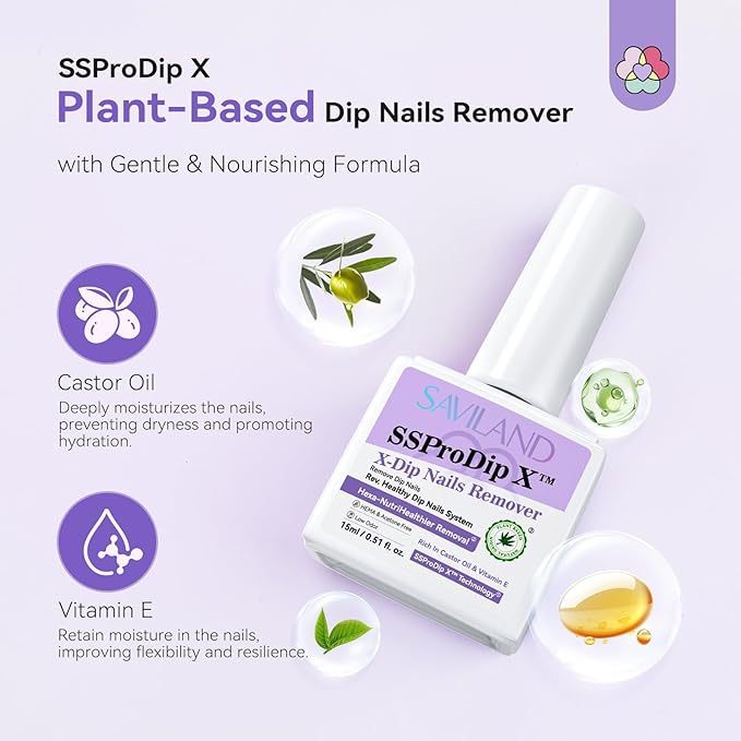 SAVILAND Pro Dip Powder Remover Kit - Gentle & Easy Dip Nail Removal Nail File & Scraper for Home Use, No Need Soaking & Wrapping (0.5 Fl Oz)-Velvo Beauty