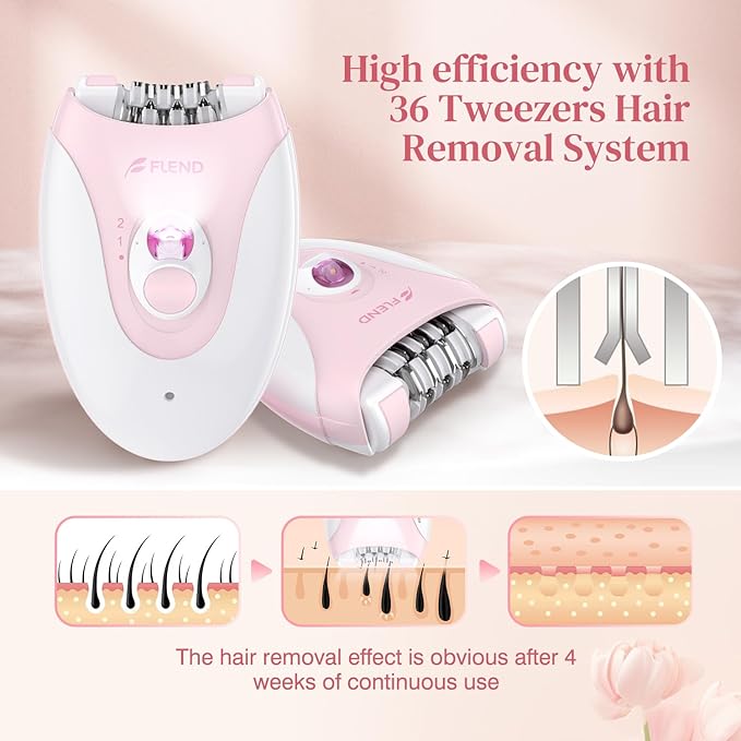 Epilator,Epilator for Women Facial Hair Removal Rechargeable,2 Speeds Hair Removal,HairRemoval Device with 36 Tweezers,Hair Removal forWomen Legs/Face/Bikini/Arms,Womens Electric Shaver Smooth Skin-Velvo Beauty