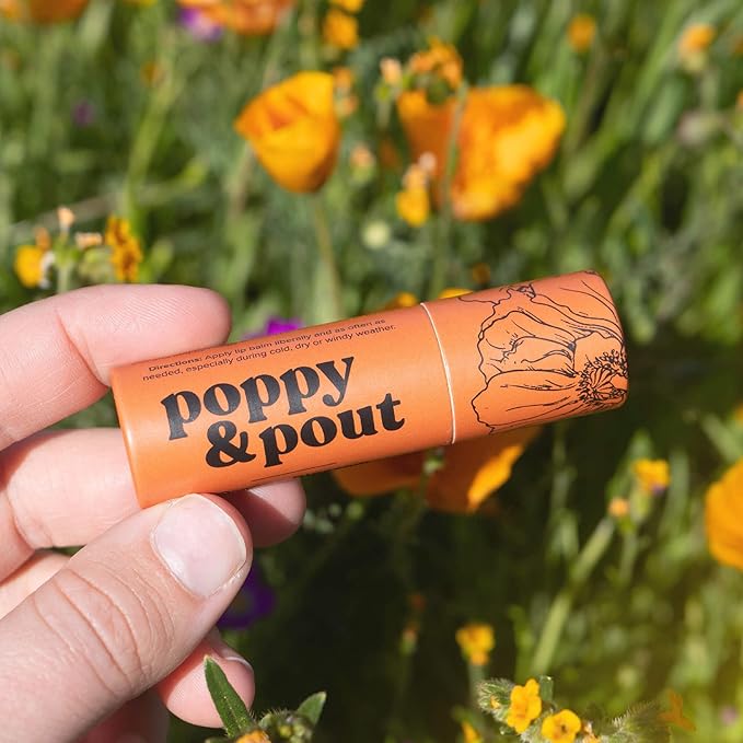 Poppy & Pout Orange Bloom Jumbo Lip Balm | All Natural Lip Balms & Moisturizers | Hydrates with Beeswax, Vitamin E, Organic Coconut Oil | Cruelty-Free | Lip Balm in Recyclable Cardboard Tube-Velvo Beauty