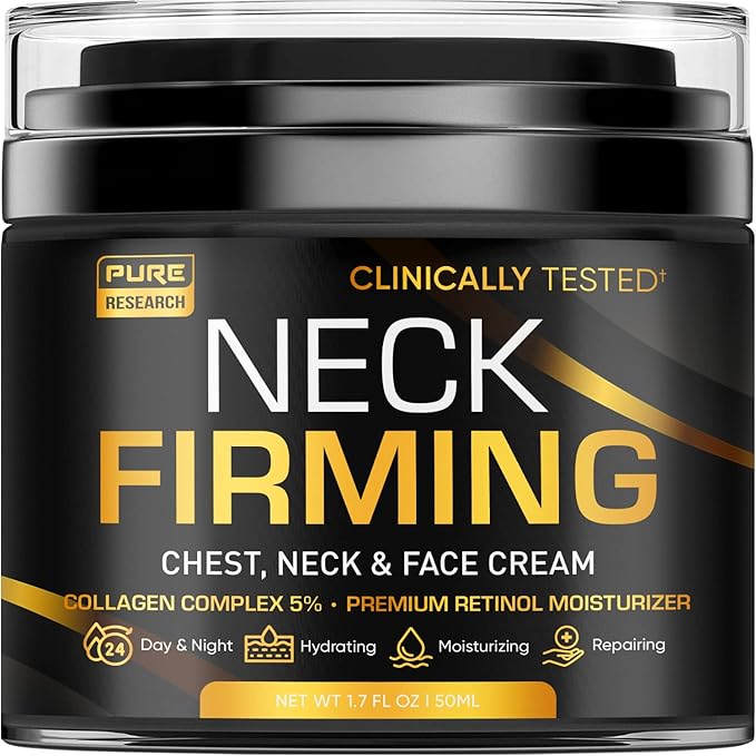 PURE RESEARCH Neck Firming Cream - Anti Wrinkle Cream Day & Night Face Neck and Décolleté Cream - Moisturizing, Lifting & Hydrating-Velvo Beauty