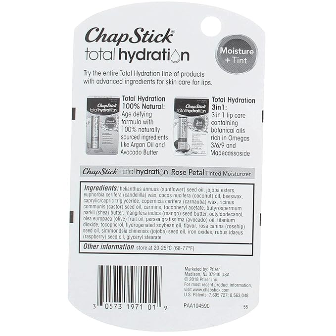 ChapStick Total Hydration Rose Petal 0.12 oz (Pack of 2)-Velvo Beauty