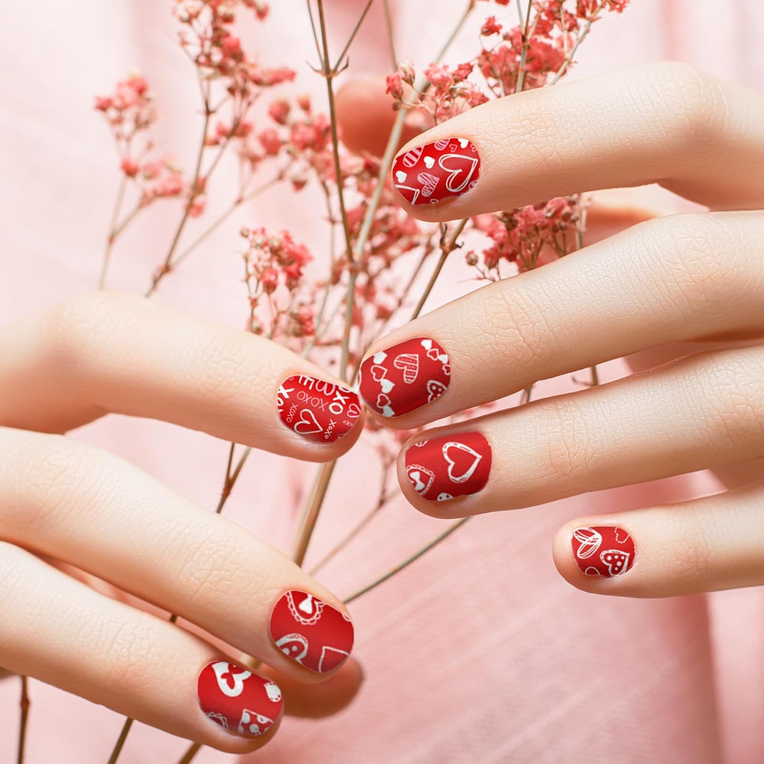 Whaline 10Pcs Valentine's Day Nail Art Stamping Plate Kit Romantic Love Heart Rose Design Nair Art Plate for Wedding Anniversary DIY Print Manicure Salon-Velvo Beauty