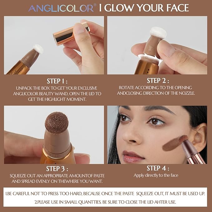 Contour Stick With Cushion Applicator,Liquid Contour Wand,Cream Contour Smooth,Bronzer Stick Lightweight Liquid Bronzer For Face (02#Fair/Medium)-Velvo Beauty