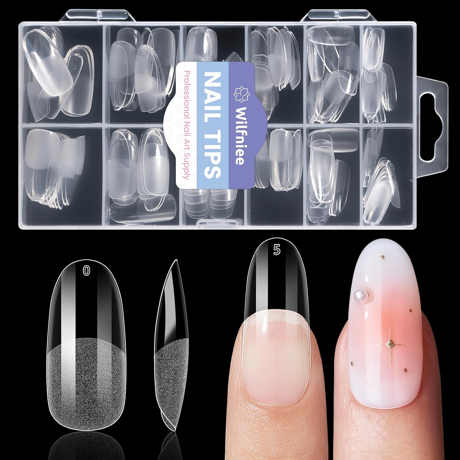 Medium Oval Round Nail Tips: 240Pcs Pre-shaped Full Cover Clear Gel Nails Tip, 12Sizes Acrylic Fake Press on Nail Tips for False Extension Manicure Salon DIY at Home-Velvo Beauty