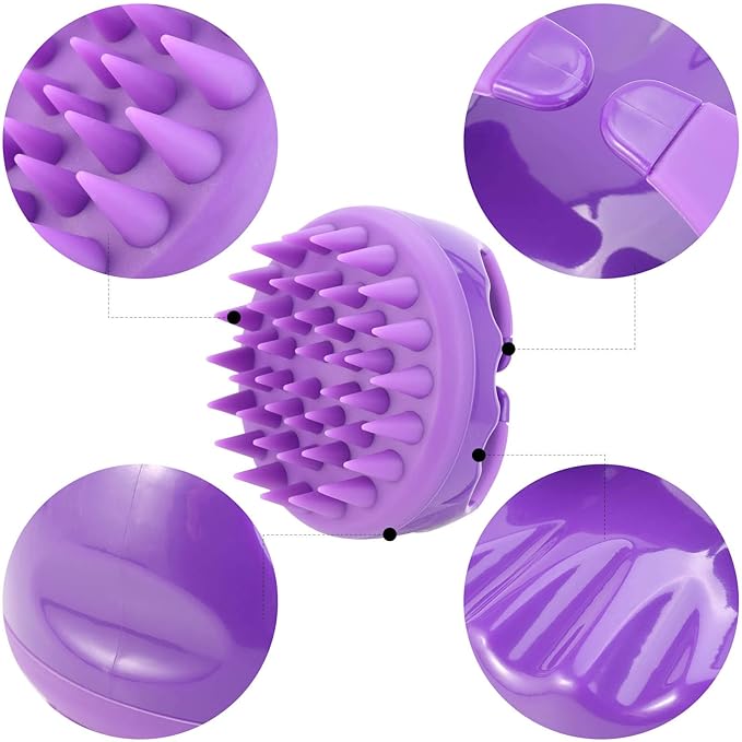 BTYMS Silicone Scalp Scrubber Hair Shampoo Brush, Head Scrubber Hair Wash Brush Cleansing Dandruff Brush - Purple-Velvo Beauty