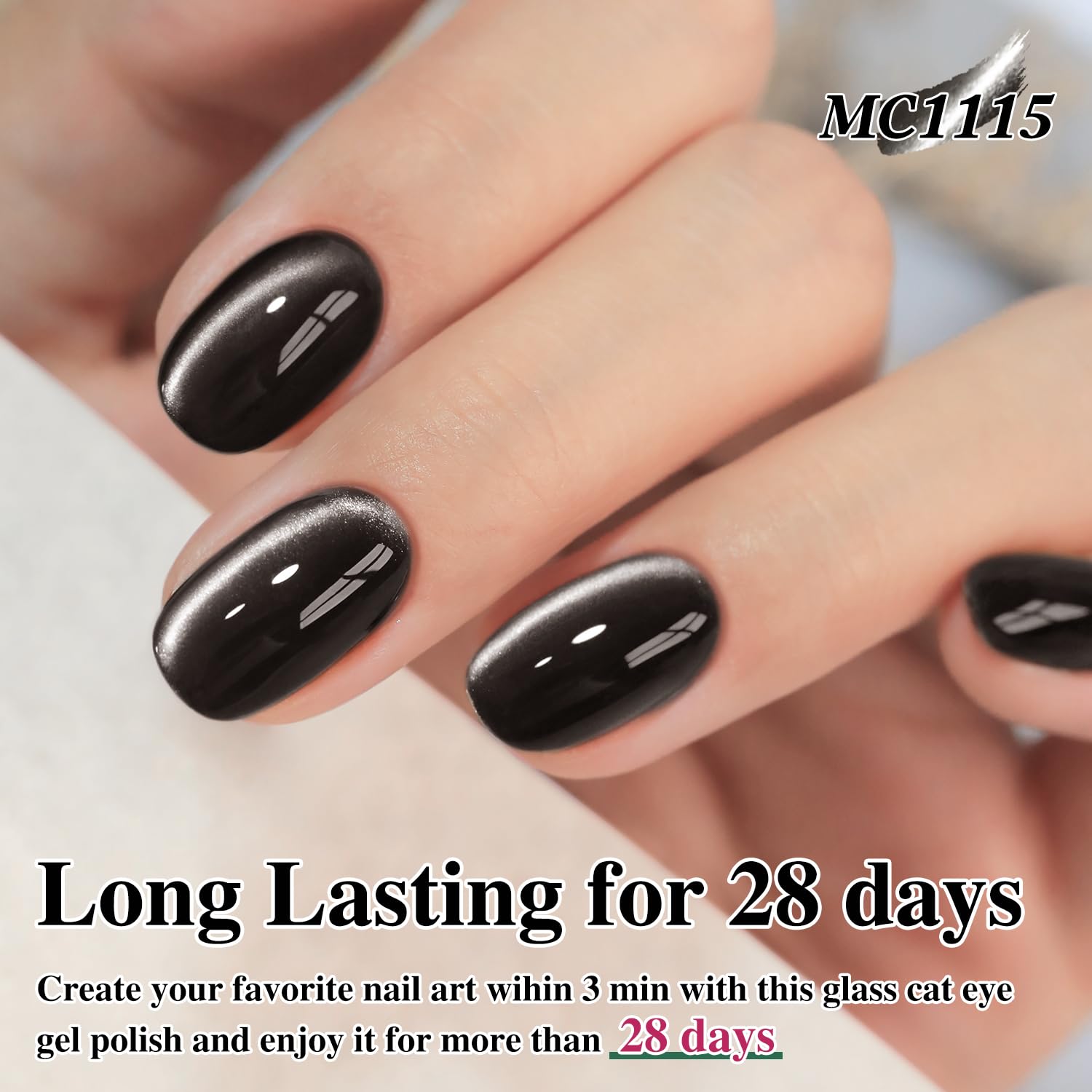 Double Rhythm Jelly Glass Cat Eye Gel Polish with Magnet 15ML Holographic Glitter Shimmer Translucent Sheer Color Magnetic Nail Polish Salon DIY at Home (Jelly Black-MC1115)-Velvo Beauty