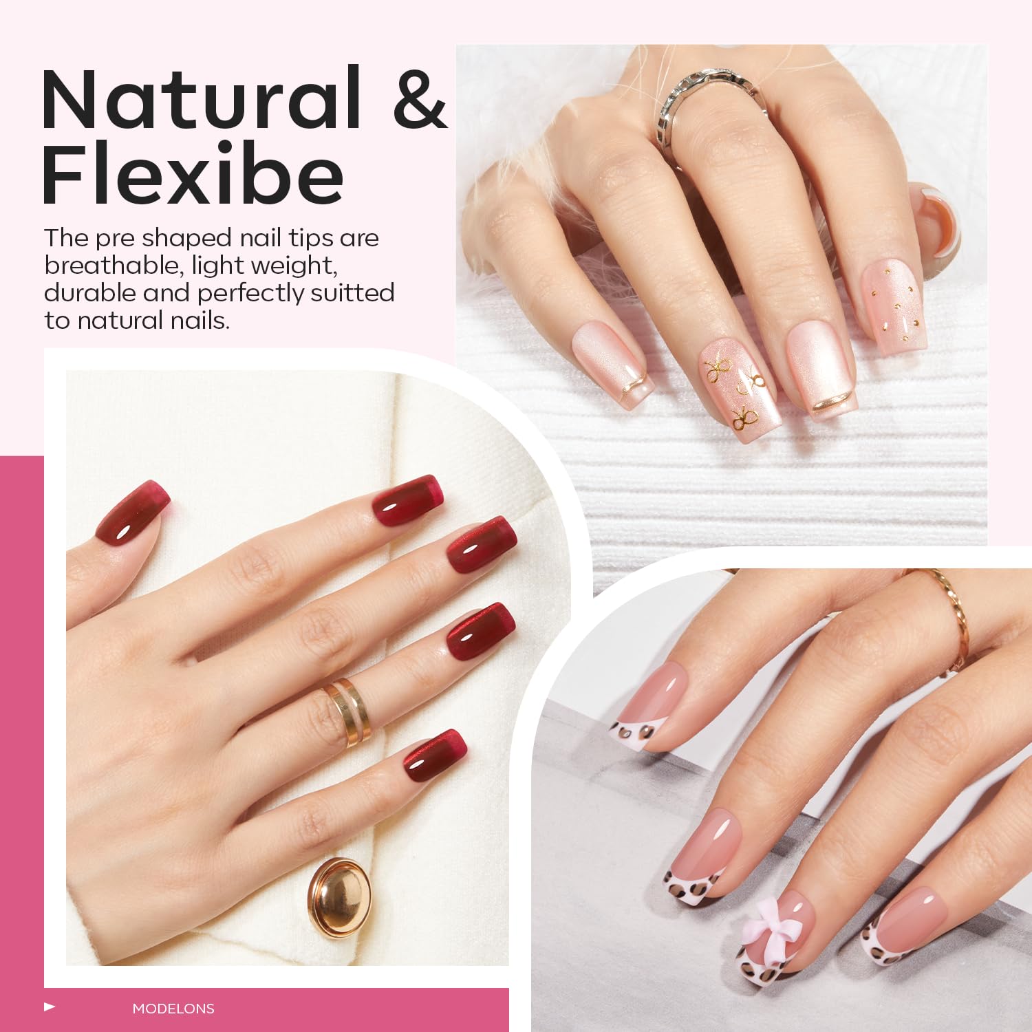 modelones Short Square Gel Nail Tips Kit, 9-in-One Nail Glue with Portable U V Lamp 216Pcs 12Sizes Pre-Etched Press ons Fake Acrylic Extension Kit DIY Salon Gift for Women-Velvo Beauty