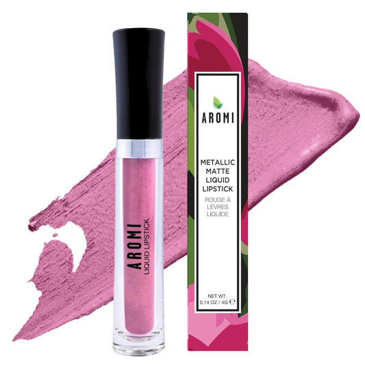 Aromi Metallic Matte Liquid Lipstick | Dusty Pink, Light Rosy Mauve Lip Color with Shimmery Finish, Long-lasting, Waterproof, Vegan, Cruelty-free (Fairy Tale)-Velvo Beauty