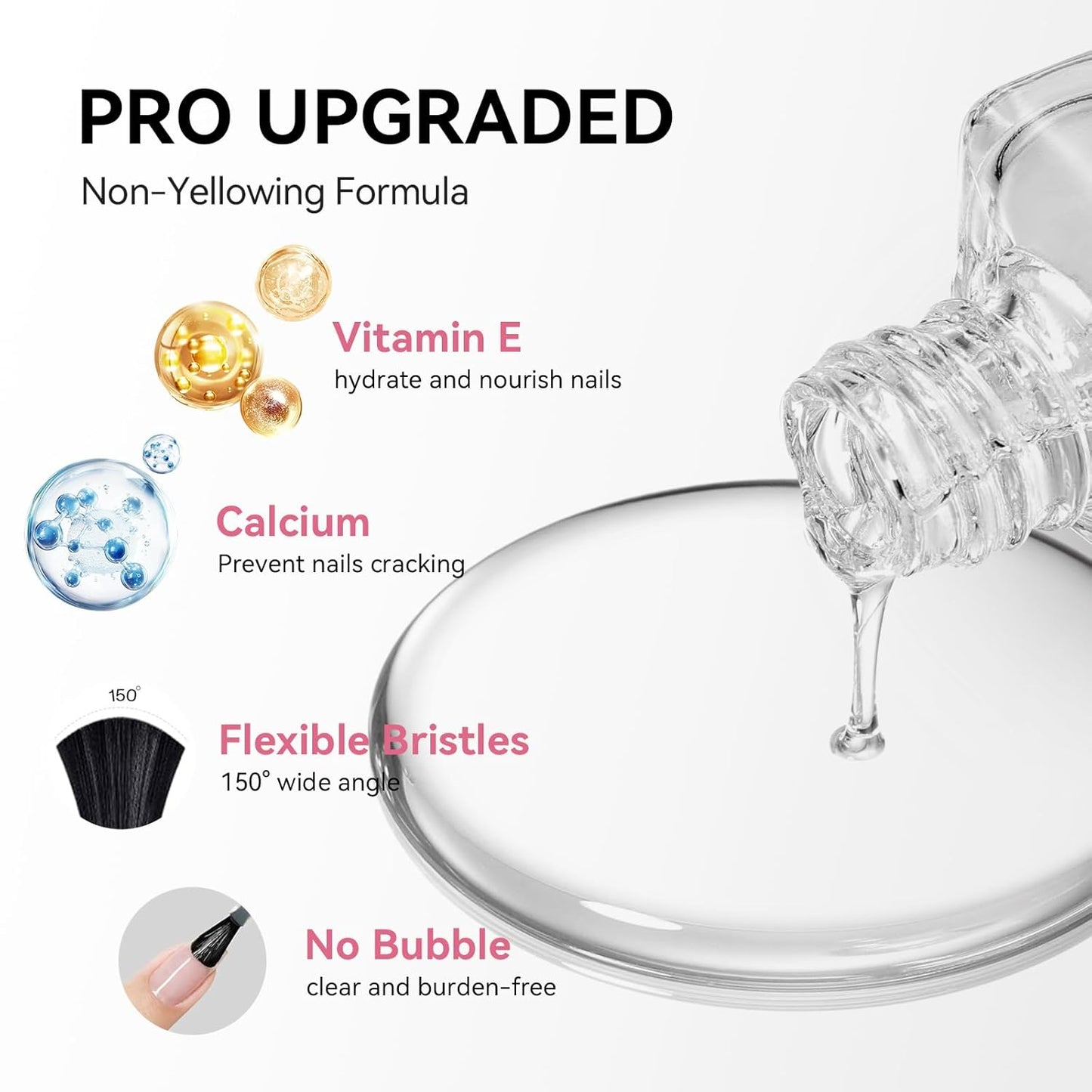 Base Coat and Top Coat, Clear Regular Nail Polish, Rich in VE Calcium Quick Air Dry Nail Strengthening Non Gel, 2Pcs Vegan Base Chip Resistant High Shine Long-lasting Nail Art Gift Set-Velvo Beauty