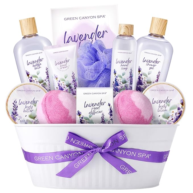 Gifts Baskets for Women, Christmas Bath Sets for Women Gift, 12Pcs Lavender Spa Kit Includes Bath Bomb, Body Lotion, Body Wash, Spa Basket for Men, Gifts for Birthday Christmas-Velvo Beauty