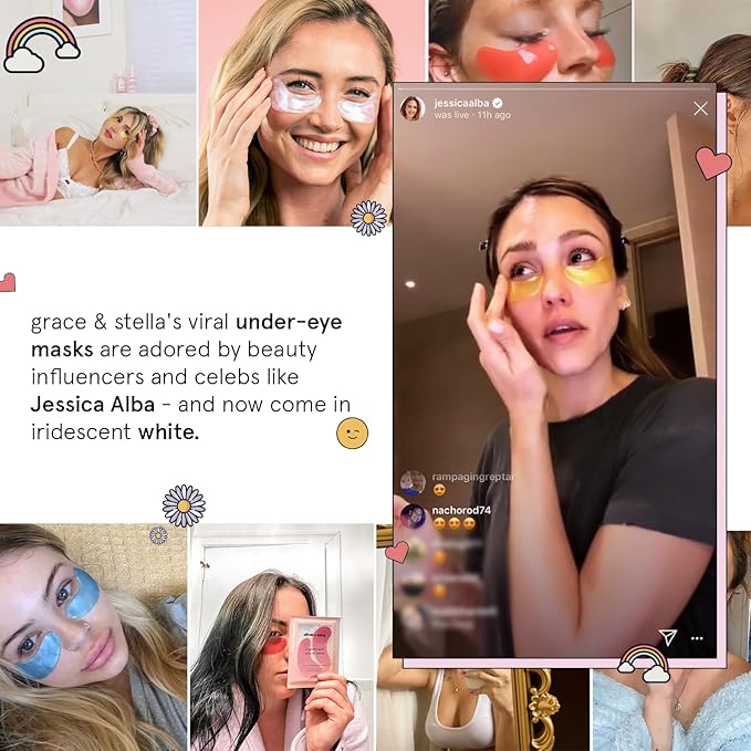 grace & stella Peptide Under Eye Patches with Niacinamide & Rice Extract - Firming Eye Masks for Dark Circles and Puffiness - Gel Mask for Firmer-Looking Skin - Vegan, Cruelty-Free (White, 48 Pairs)-Velvo Beauty