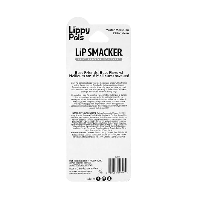 Lip Smacker Lippy Pals Kitten, Flavored Moisturizing & Smoothing Soft Shine Lip Balm, Hydrating & Protecting Fun Tasty Flavors, Cruelty-Free & Vegan - Kitten Water-Meow-lon-Velvo Beauty
