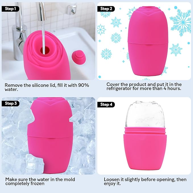 LATME Ice Cube Roller for Face Eyes,Reusable Silicone Ice Mold,Womens Gifts,Face Massager Roller Puffiness Migraine Pain Relief and Minor Injury-Velvo Beauty