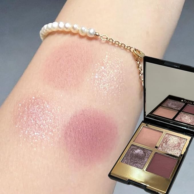 Erinde 4 Colors Eyeshadow Palette Eye Shadow Makeup, Matte Shimmer Metallic Purple Mauve Nude Neutral Eyeshadow, Long Wearing, Velvety Pigmented Blendable, Quad Eye Shadow Palette, 03-Velvo Beauty