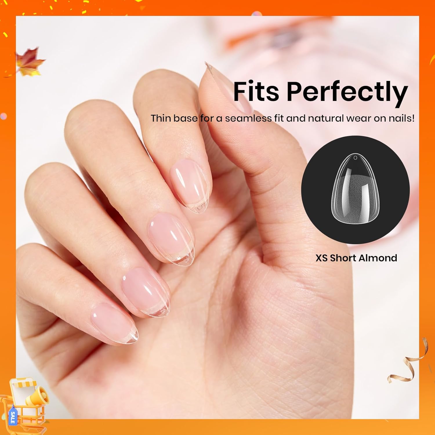 Beetles Gel Nail Tips 576Pcs Extra Short Almond Fake Nails Etch-X Half Matte Press on Nail Tips Full Cover Gifts for Women Gel Nail Polish Extensions Set-Velvo Beauty