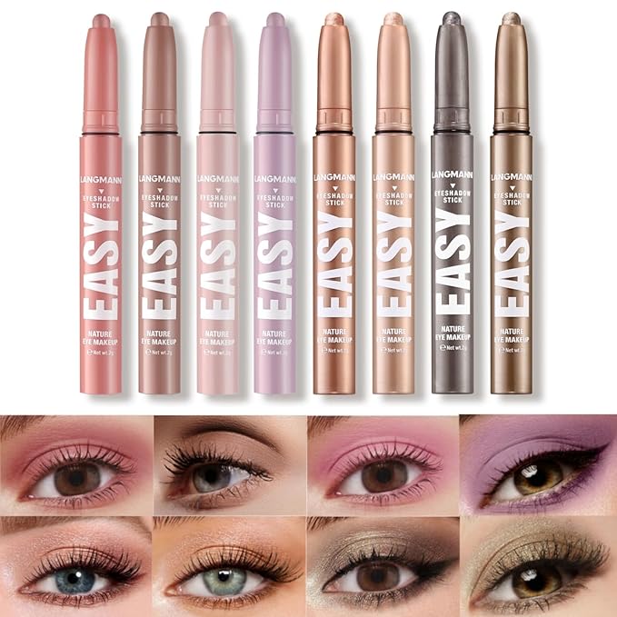 Jolilab Eyeshadow Stick Set, 8 Colors Matte Professional Bright-Colored Contouring and Highlight Eyeshadow Stick, Cream Waterproof Long Lasting High Pigmented Eye Shadow. (8, Set G)-Velvo Beauty