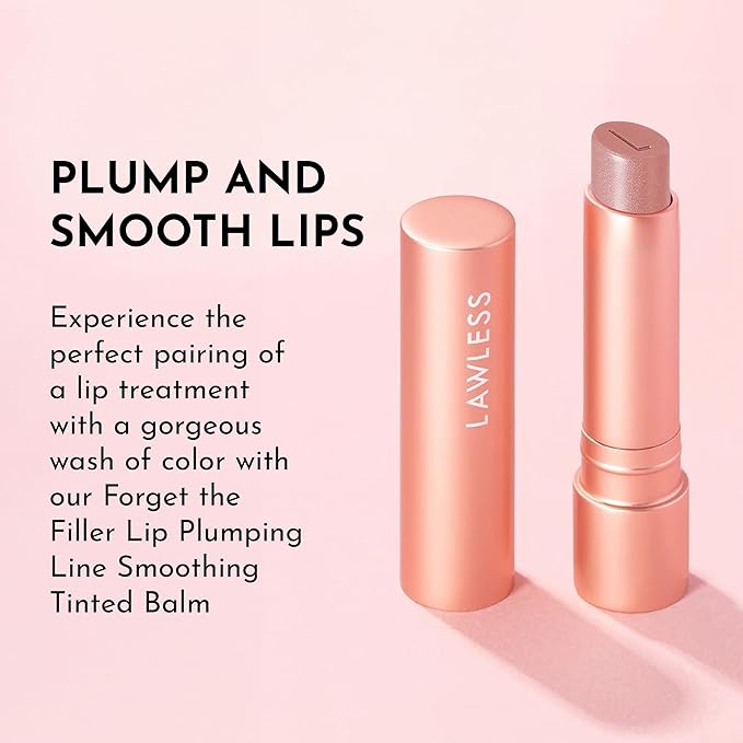 Lawless Forget the Filler Lip Plumping Line Smoothing Tinted Balm - Sweetie - Premium Tinted Lip Balm with Natural Ingredients to Plump and Smooth Lips for a Firmer, Fuller Look - 0.09 oz-Velvo Beauty