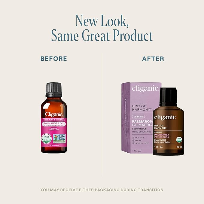 Cliganic USDA Organic Palmarosa Essential Oil, 1oz - 100% Pure Natural Undiluted for Aromatherapy | Non-GMO (Packaging May Vary)-Velvo Beauty