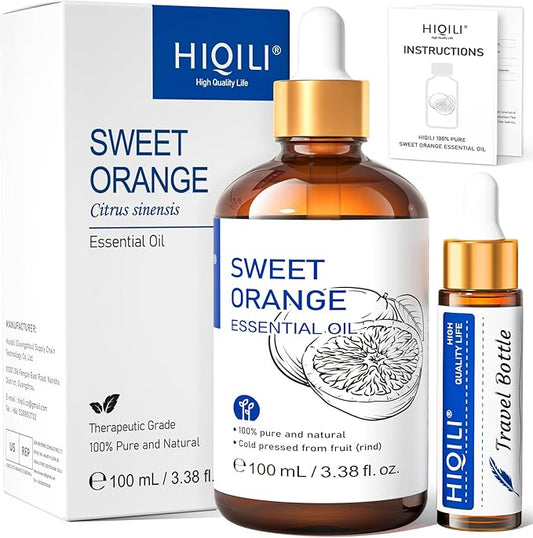 HIQILI 100ML Orange Essential Oil for Air Freshener, DIY Soap, Skin Care, Can be Added to Diffusers, Dryer Balls, Lotions for Use - 3.38 Fl Oz-Velvo Beauty