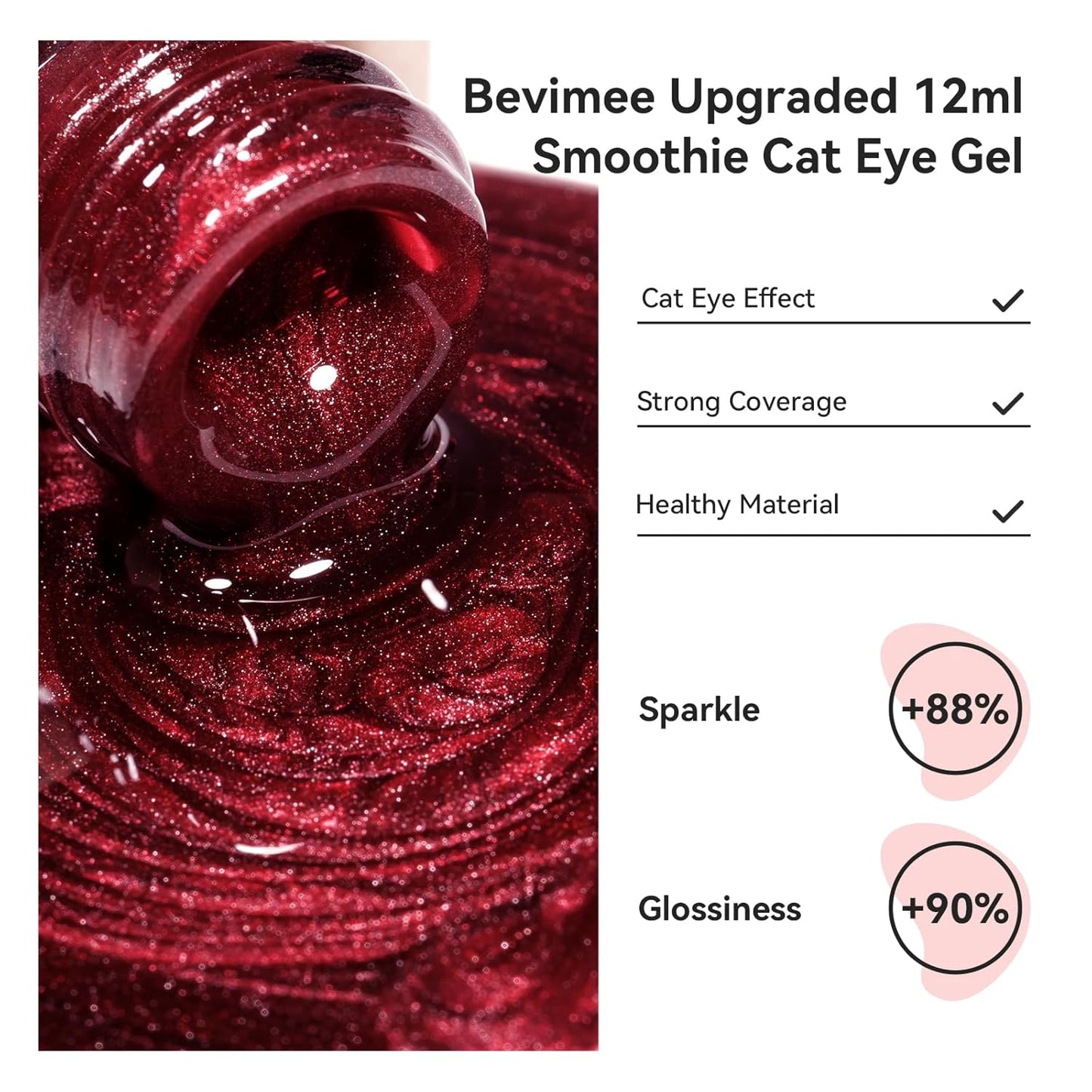 Cat Eye Gel Nail Polish, Burgundy Red Glitter Magnetic Gel Polish Moonlight, Cateye Gel Polish With Magnet Wine Red Holographic Shimmer UV Velvet Manicure Salon DIY Home, 12ML-Velvo Beauty