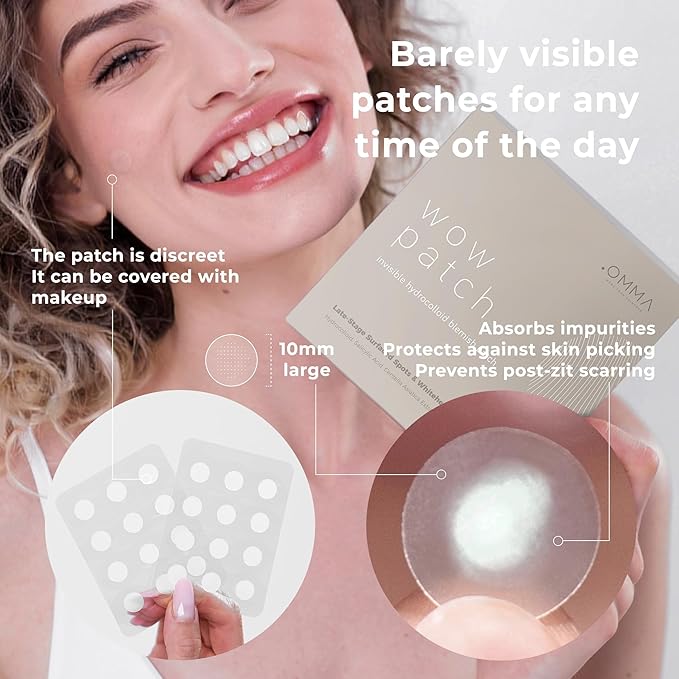 OMMA Korean Pimple Patches for Face with Hydrocolloid Patch, Invisible Blemish Pimple Stickers Acne Dots - Salicylic Acid Whiteheads Fast Acne Spot Treatment - 10 mm Zit Patches (72 Count)-Velvo Beauty