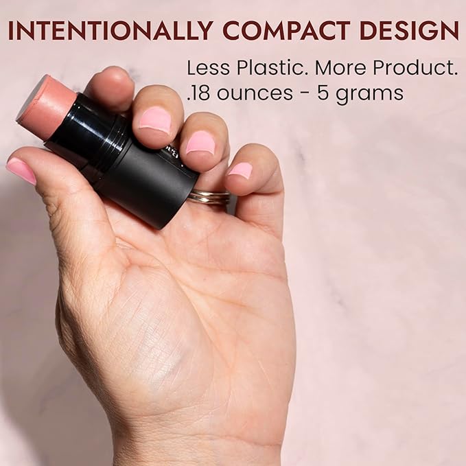 Organic Blush Tube, Brandy - 100% Natural Vegan Cream Blush Sticks, Multi-Use Bronzer, & Highlighter for Lips, Cheeks & Eyes, Buildable Shimmer, Gluten-Free, Paraben-Free, Made in USA-Velvo Beauty