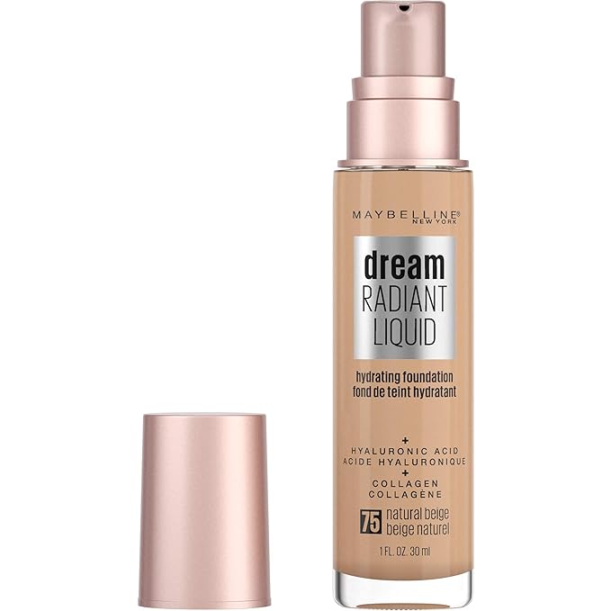 Maybelline Dream Radiant Liquid Medium Coverage Hydrating Makeup, Lightweight Liquid Foundation, Natural Beige, 1 Count-Velvo Beauty