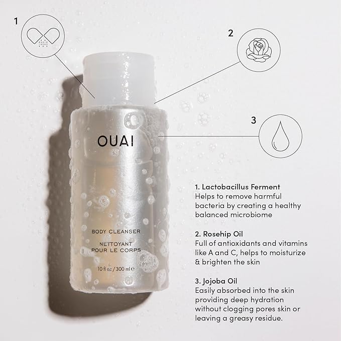 OUAI Body Cleanser Refill, Dean Street - Foaming Body Wash with Jojoba Oil and Rosehip Oil to Hydrate, Nurture, Balance and Soften Skin - Paraben, Phthalate and Sulfate Free Skin Care Products - 32 Oz-Velvo Beauty