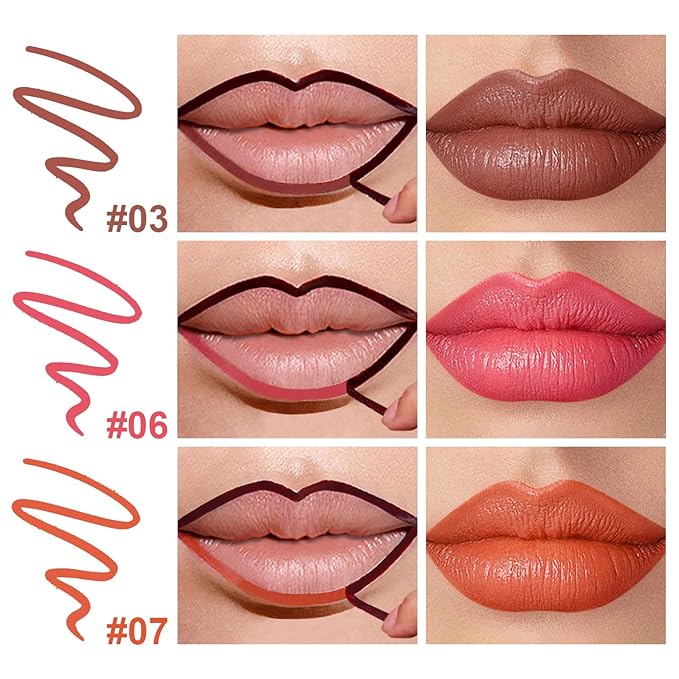 3 Colors Peel Off Lip Liner Stain with Tweezer, Long Lasting Waterproof Lip Tint Stains Makeup Set with Matte Finish for Women, Natural Look, Easy to Use, for All Skin Types (#367, M)-Velvo Beauty