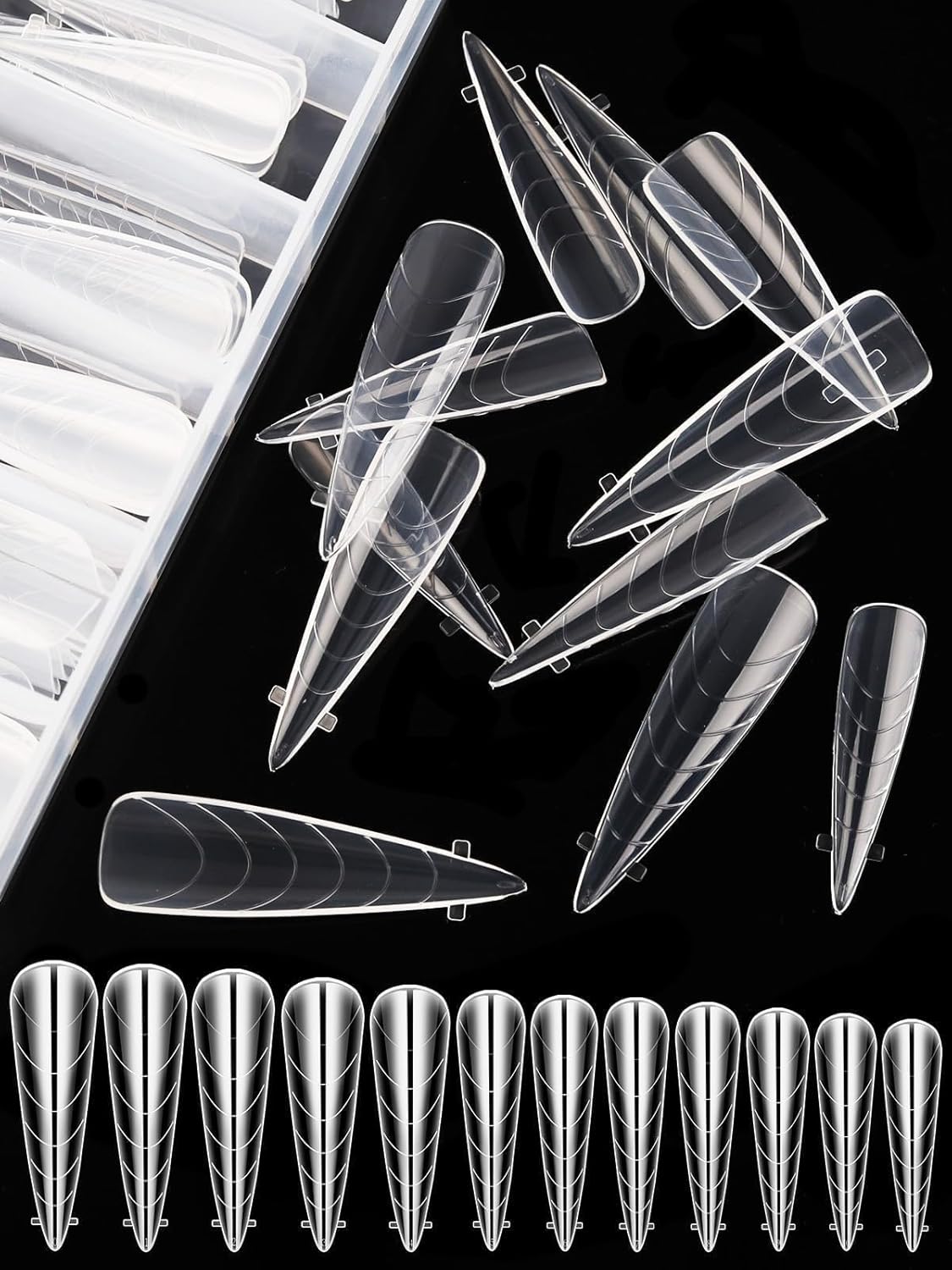 EBANKU Dual Nail Forms for Poly Extension Gel 120 PCS Structure Poly Nail Gel Stiletto Nail Tips for Builder Gel Solid Nail Gel Glue Nail Art Design Salon&DIY-Velvo Beauty