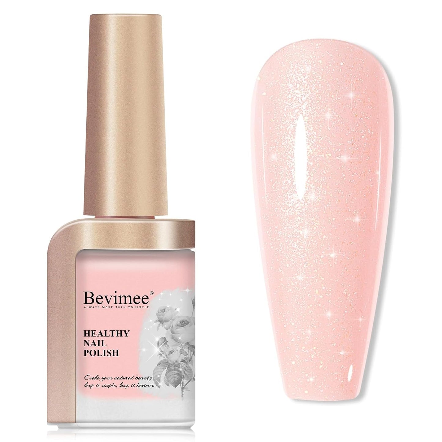 Nail Polish, Air Quick Dry, Light Pink Shimmer Nail Lacquer Non-Gel Nail Art Polish Fast Drying Nail Pigment Oil-based Holographic Fingernail Concealer Polish, 1PC 12ML Long Last-Velvo Beauty