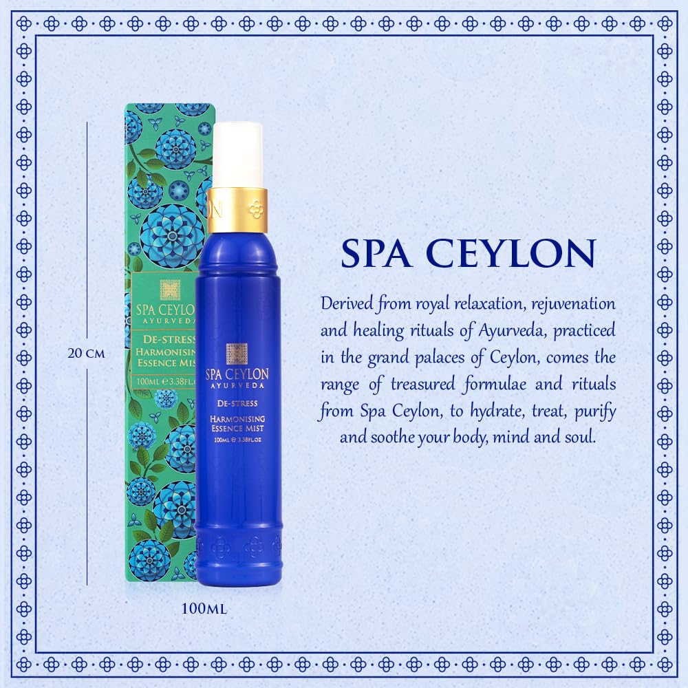 SPA CEYLON De-Stress - Harmonising Essence Mist | Non-Oily Natural Mist | Reduces Stress | Luxuriously Fragrant | Suitable for all skin types (100 ml, Frankincense)-Velvo Beauty