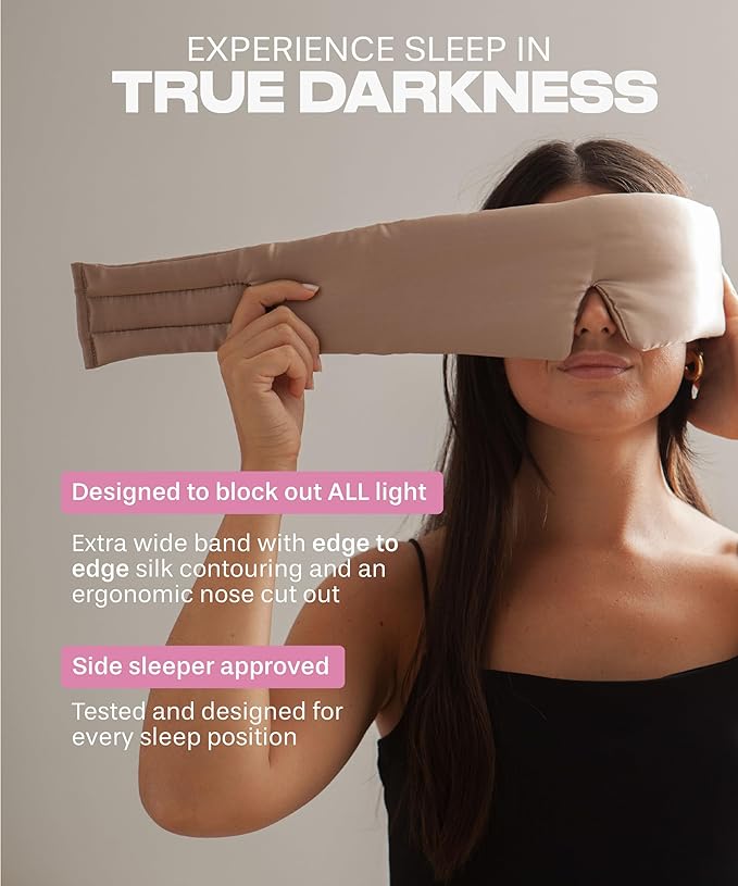 SUNDAYSILKS™ | Adjustable Silk Sleep Mask for Side Sleeper | Cloud-Like Comfort, Weighted for Deep Sleep | Soft Sleep Face Mask for Women & Men, Full Blackout, Cooling Silk Eye Mask for Sleeping-Velvo Beauty
