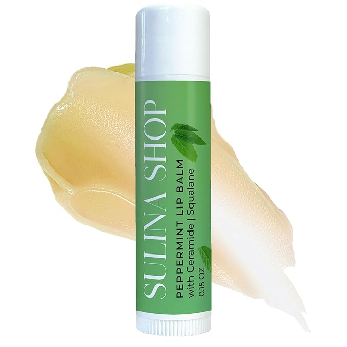 Peppermint Lip Balm with Castor Oil & Vitamin E - Nourishes & Protects Dry Lips, Lip Moisturizer with Ceramide & Squalane, Natural Lip Balm Mint with Deep Hydration for Soft Lips - Lip Repair-Velvo Beauty