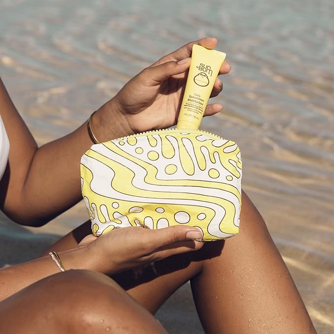 Sun Bum Skin Care Travel Essentials Kit | Cleanse, Brighten, Moisturize, Protect with Daily Cleanser, Brightening Face Scrub, and Daily Sunscreen Moisturizer | Includes Aloha Collection Travel Pouch-Velvo Beauty