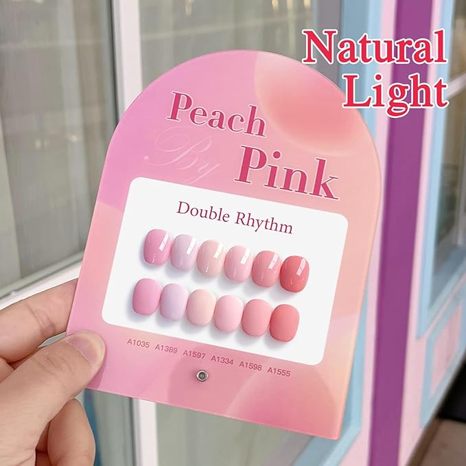 Double Rhythm 6 Pcs 15 ML Gel Polish Set Same Color Same Bottle Soak Off Gel Polish Kit Nail Art Manicure Salon DIY at Home for Women (Light Pale Peach Pink Orange Rose-T6-19)-Velvo Beauty