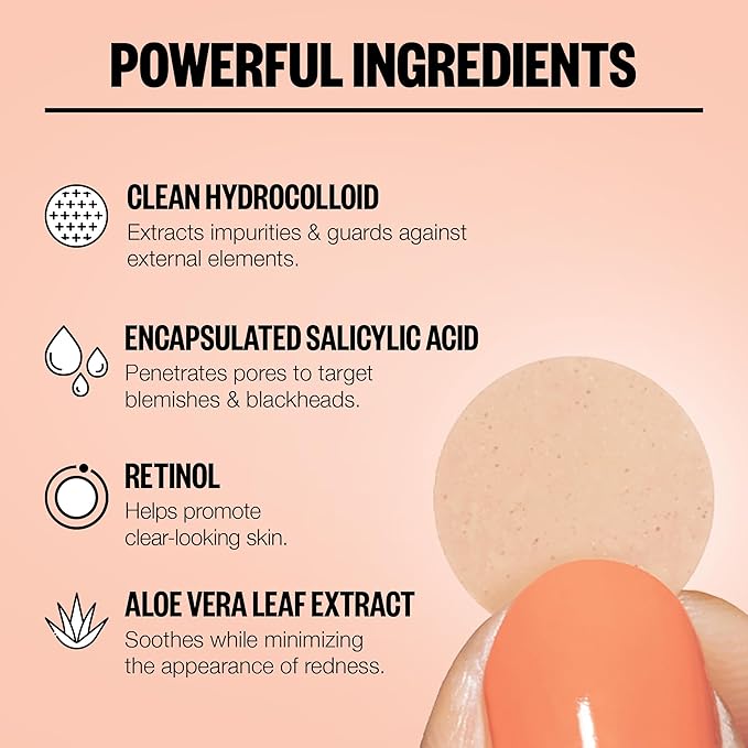 PEACE OUT Acne Healing Dots Helps Clear Blemishes Overnight, Fast Acting Hydrocolloid Pimple Patches for Breakouts with Salicylic Acid, Retinol and Aloe Vera, Award Winning Skincare Solution 10 Count-Velvo Beauty